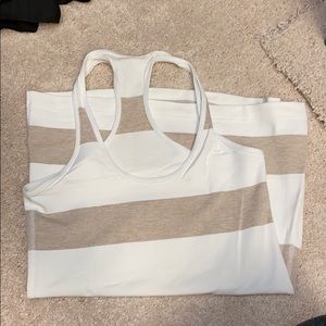 White and tan striped tank